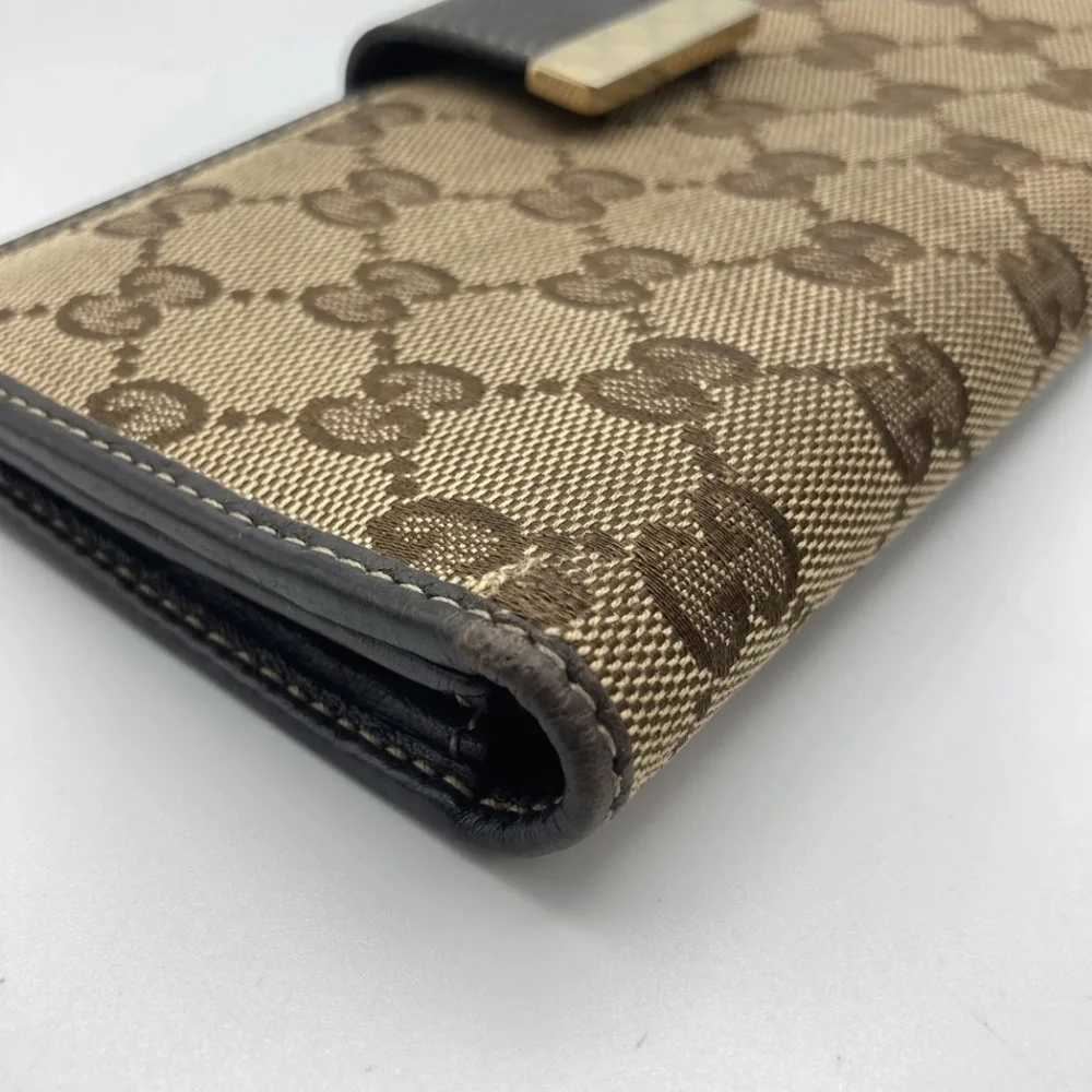 🔹️ GUCCI🔹️ purse Leather long wallet Brown Canvas Supreme  ✨️🤎 - Picture 8 of 13